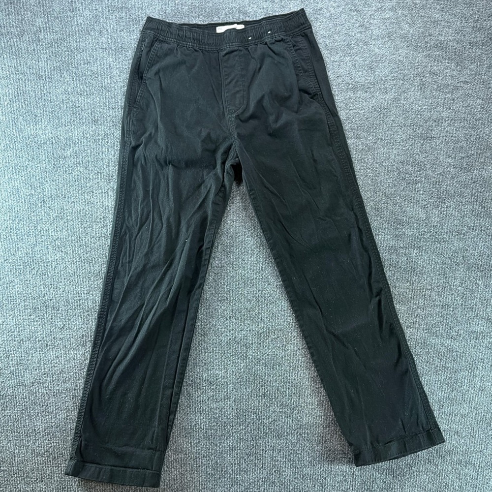 Hollister Mens Straight Leg Pants Black Elastic Waist Casual Chino Trousers M